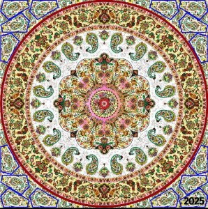 پرینت( 150*150)گرد پردیس سفید دور کرم